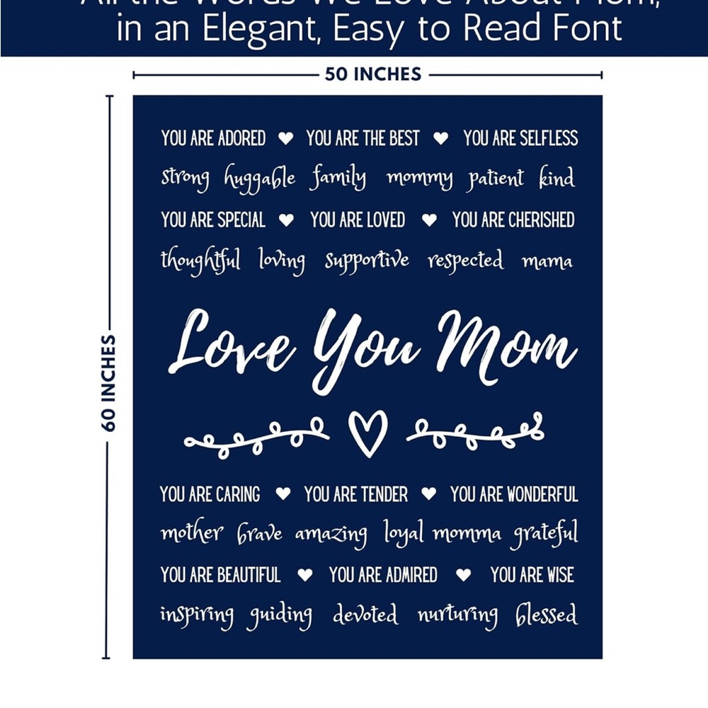 Perfect gift NWT premium soft fleece throw blanket “love you mom”